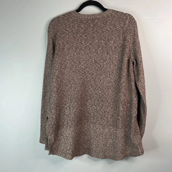 JOE FRESH Active Side Slit Knit Sweater Maroon  Brown Marled Crewneck Stretch M - Picture 7 of 11